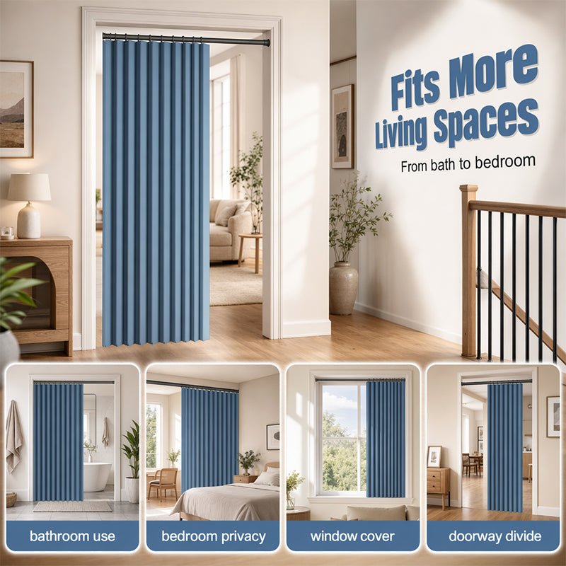 Mira Magnetic Door Curtain | No-Drill, Light Blocking, Accordion Design - Hartwella