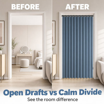 Mira Magnetic Door Curtain | No-Drill, Light Blocking, Accordion Design - Hartwella