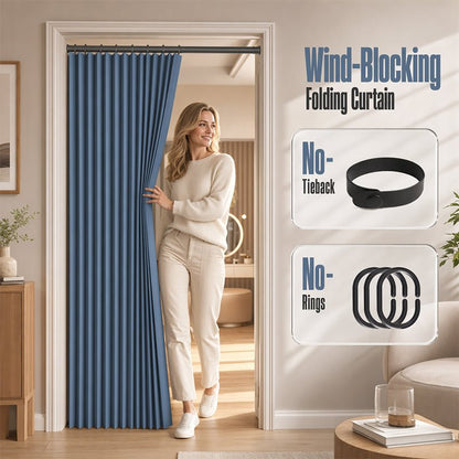 Mira Magnetic Door Curtain | No-Drill, Light Blocking, Accordion Design - Hartwella