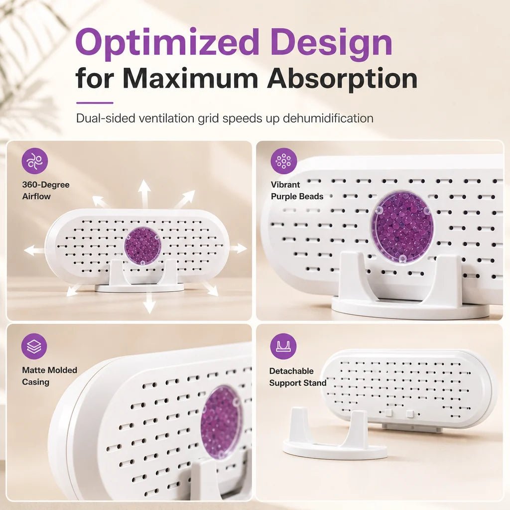 Mira Mini Dehumidifier | Reusable Silica Gel, USB Powered - Hartwella