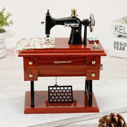 Mira Mini Sewing Machine Music Box | Retro Design, No Battery Required - Hartwella