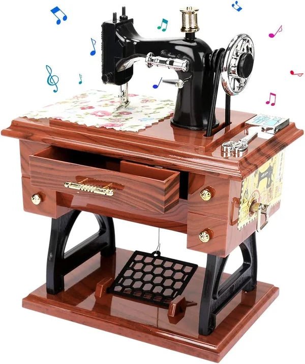 Mira Mini Sewing Machine Music Box | Retro Design, No Battery Required - Hartwella