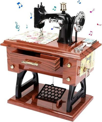 Mira Mini Sewing Machine Music Box | Retro Design, No Battery Required - Hartwella