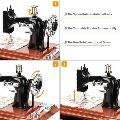 Mira Mini Sewing Machine Music Box | Retro Design, No Battery Required - Hartwella