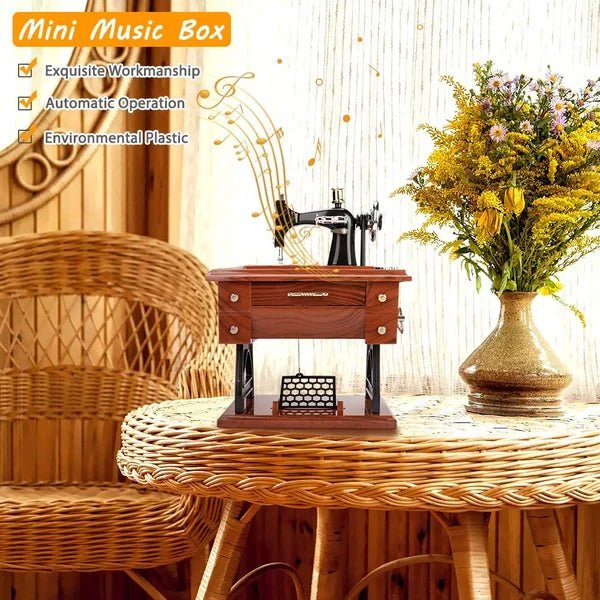 Mira Mini Sewing Machine Music Box | Retro Design, No Battery Required - Hartwella