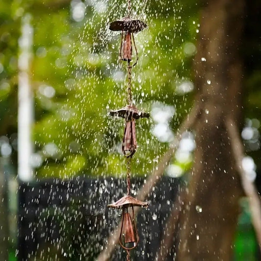 Mira Mushroom Rain Chain | Vintage Iron Gutter Replacement, Eco - Friendly - Hartwella