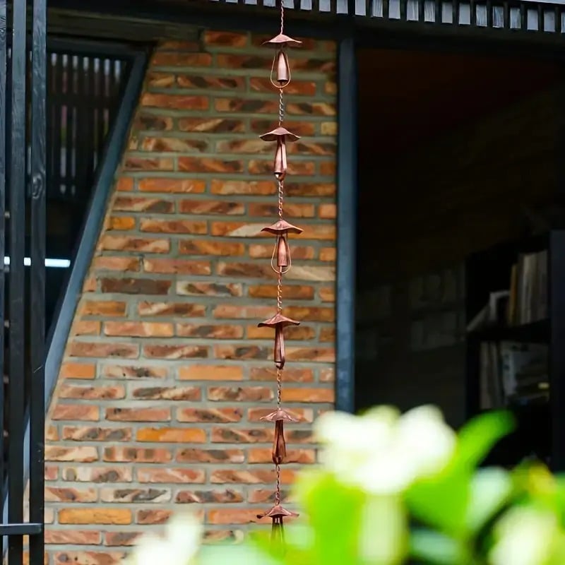Mira Mushroom Rain Chain | Vintage Iron Gutter Replacement, Eco - Friendly - Hartwella