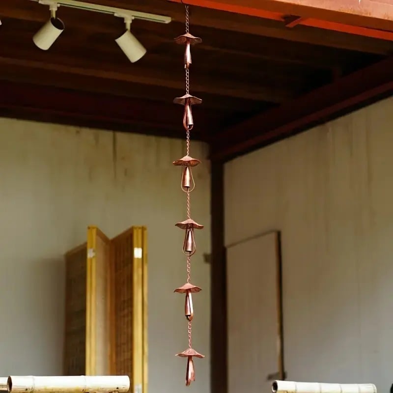 Mira Mushroom Rain Chain | Vintage Iron Gutter Replacement, Eco - Friendly - Hartwella