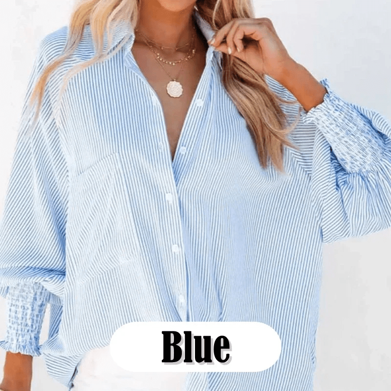Mira Smocked Shirt | Lightweight Polyester, V - Neck, Casual Style - Hartwella