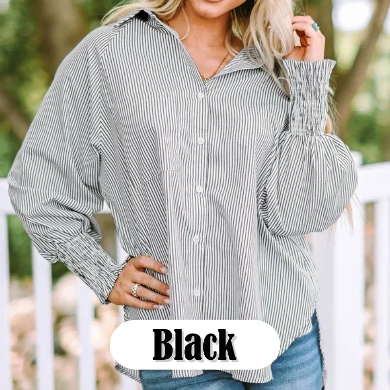 Mira Smocked Shirt | Lightweight Polyester, V - Neck, Casual Style - Hartwella