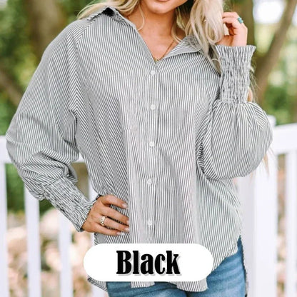 Mira Smocked Shirt | Lightweight Polyester, V - Neck, Casual Style - Hartwella