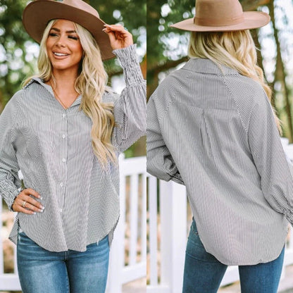 Mira Smocked Shirt | Lightweight Polyester, V - Neck, Casual Style - Hartwella
