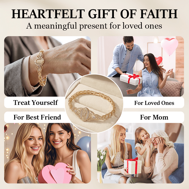 Mira Virgin Mary Bracelet | Elegant Hollow Flower Design, Hypoallergenic Copper - Hartwella