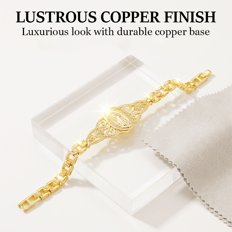 Mira Virgin Mary Bracelet | Elegant Hollow Flower Design, Hypoallergenic Copper - Hartwella