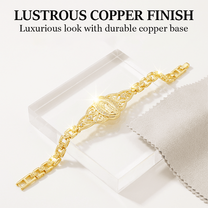 Mira Virgin Mary Bracelet | Elegant Hollow Flower Design, Hypoallergenic Copper - Hartwella
