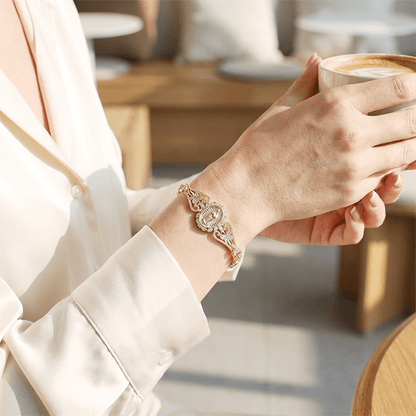 Mira Virgin Mary Bracelet | Elegant Hollow Flower Design, Hypoallergenic Copper - Hartwella
