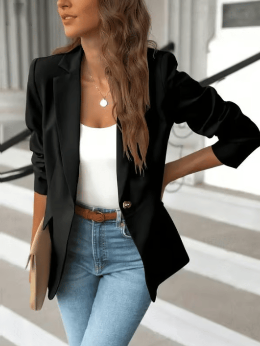 Mira Women's Blazer | Black, Minimalist, Form - Fitting Design - Hartwella