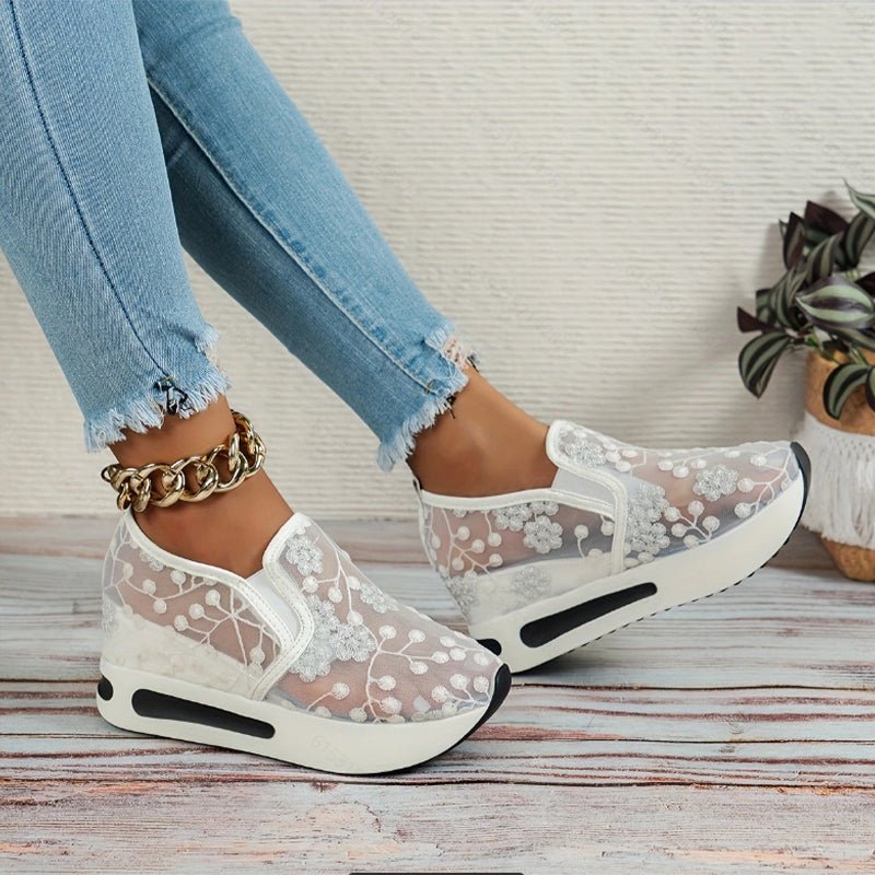 Mira Womens Casual Sneakers | Breathable Mesh, Thick Sole, Slip-Resistant - Hartwella