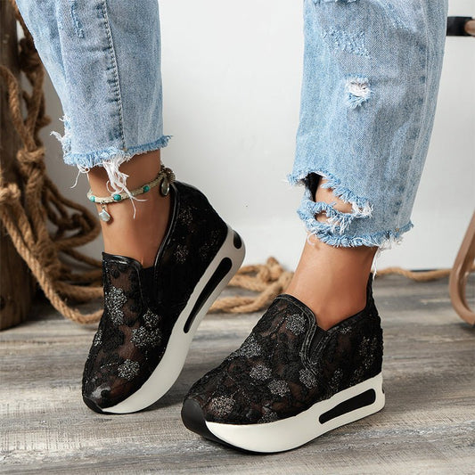 Mira Womens Casual Sneakers | Breathable Mesh, Thick Sole, Slip-Resistant - Hartwella