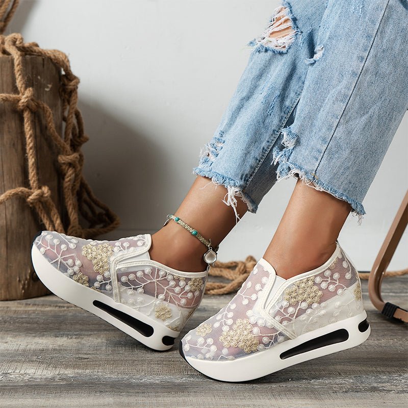 Mira Womens Casual Sneakers | Breathable Mesh, Thick Sole, Slip-Resistant - Hartwella