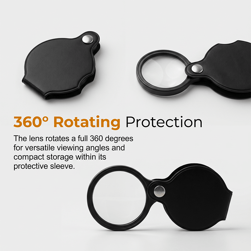 MiraFold Pocket Magnifier | 15X Magnification with Folding PU Leather Case - Hartwella