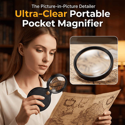 MiraFold Pocket Magnifier | 15X Magnification with Folding PU Leather Case - Hartwella