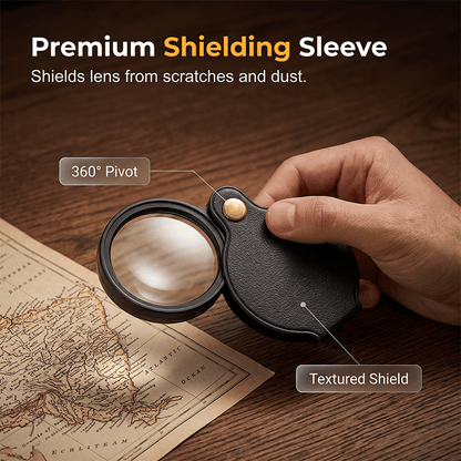 MiraFold Pocket Magnifier | 15X Magnification with Folding PU Leather Case - Hartwella