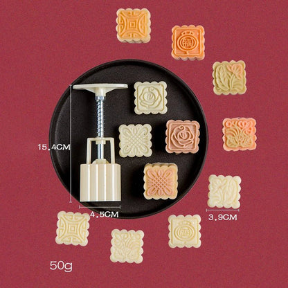 Mistral Mooncake Mold Set | Hand Press, Food-Grade PET, 27 Intricate Stamps - Hartwella