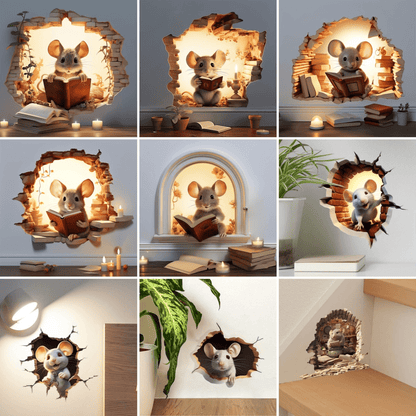 Mousello 3D Wall Sticker | Removable, Waterproof Cartoon Design - Hartwella