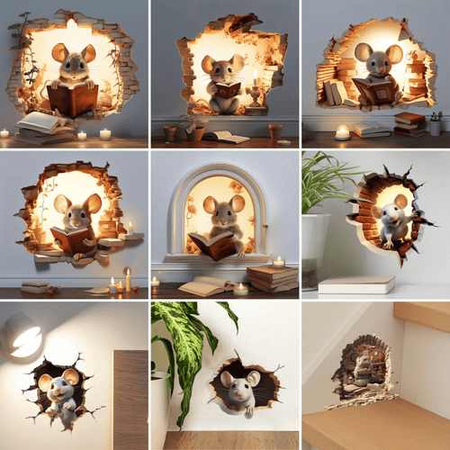 Mousello 3D Wall Sticker | Removable, Waterproof Cartoon Design - Hartwella