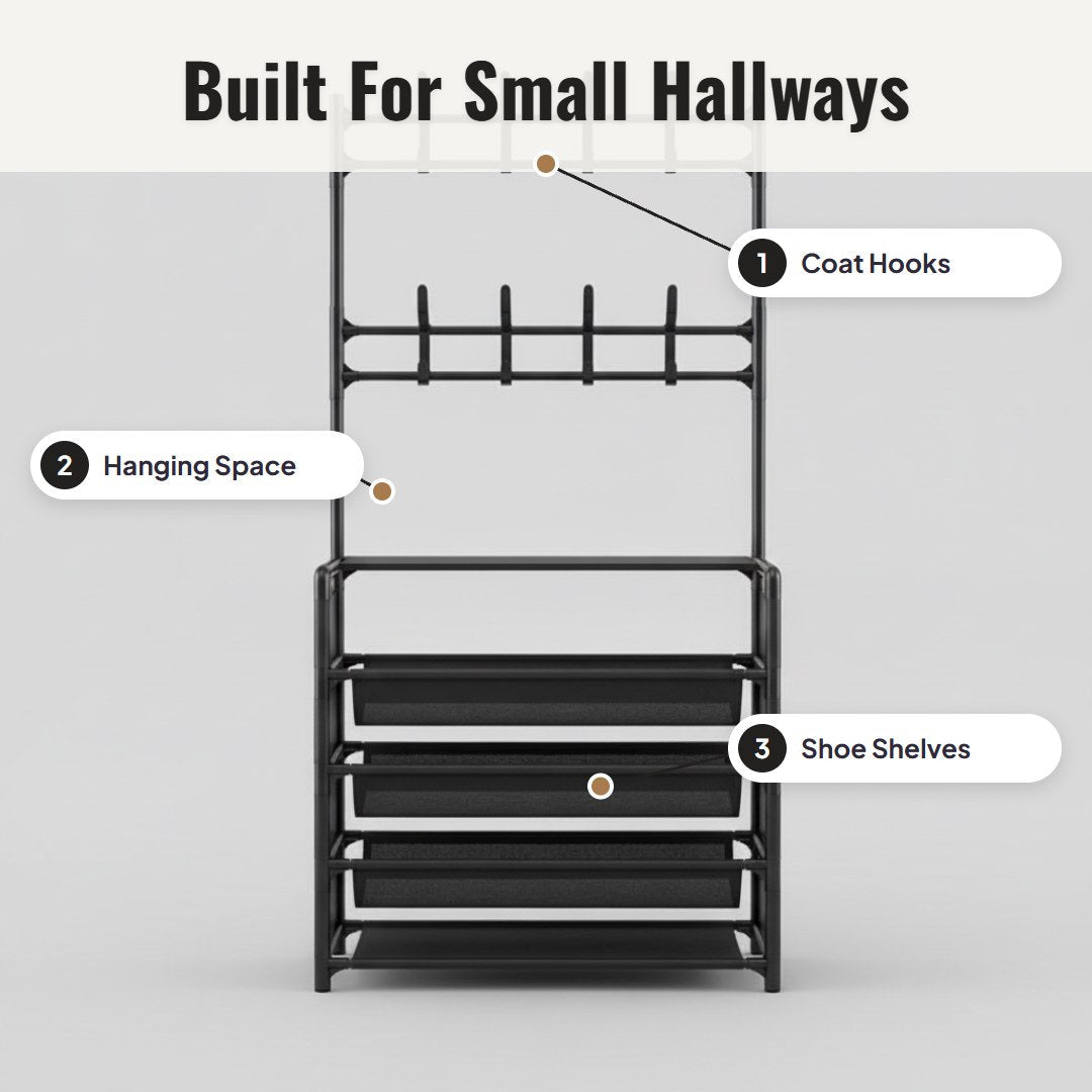 Nestro™ Entryway Shoe and Coat Rack - Hartwella