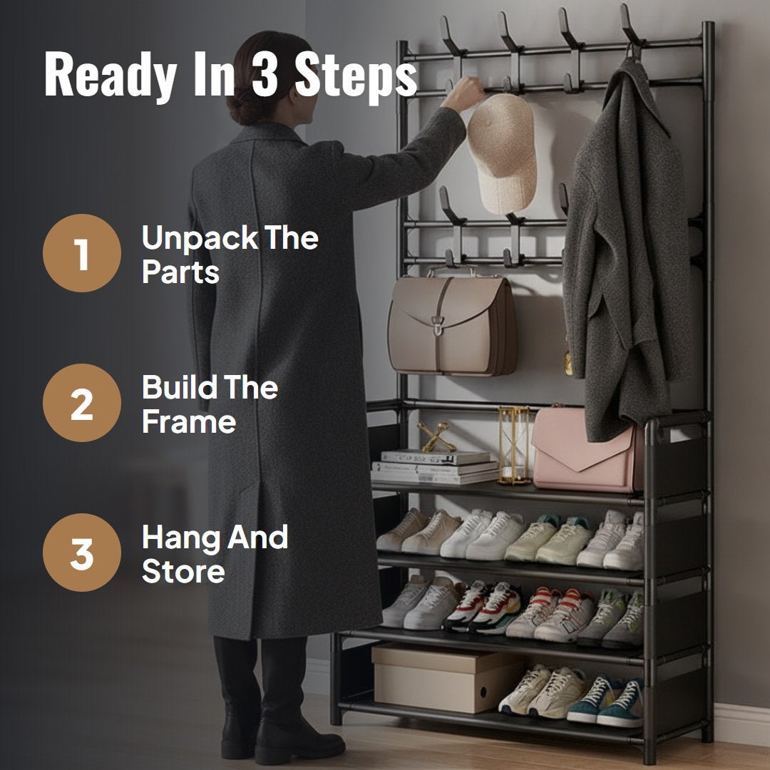 Nestro™ Entryway Shoe and Coat Rack - Hartwella
