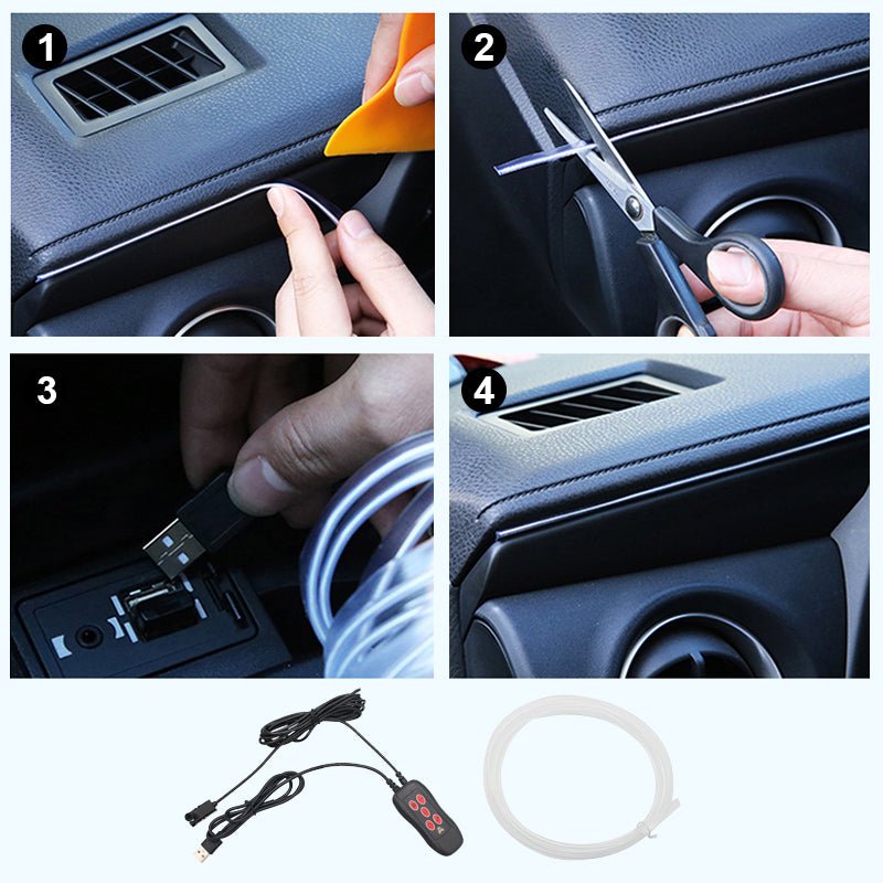 Nexa Car LED Light Strips | Music Sync, App Controlled, USB Powered - Hartwella