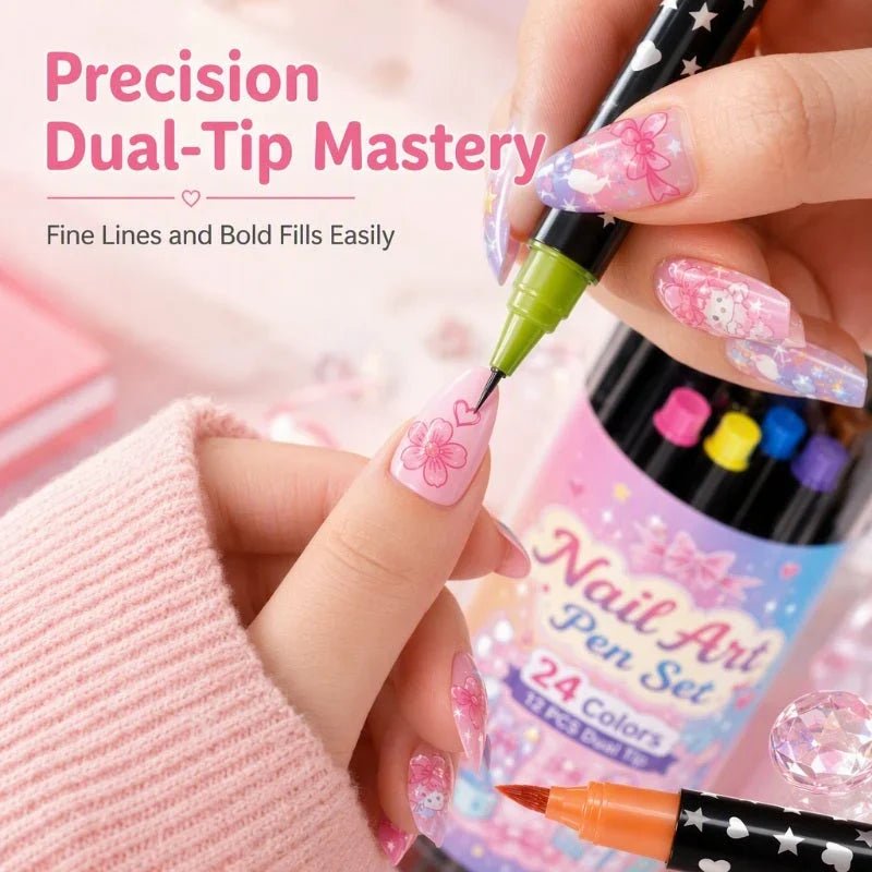 Nexa Nail Art Pens | Dual-Tip Design, 24 Vibrant Colors for Creative Nail Designs - Hartwella