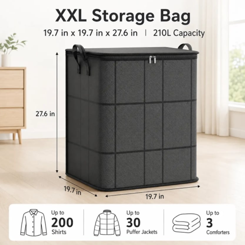 Nexa Storage Bin | Large Capacity Fabric Organizer with Zipper Closure - Hartwella