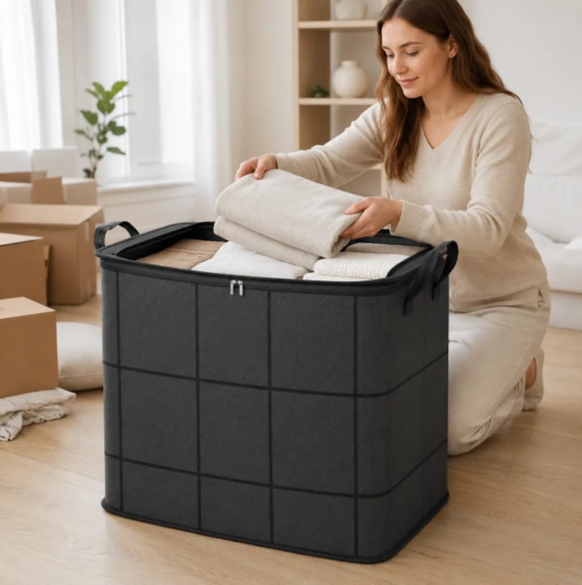 Nexa Storage Bin | Large Capacity Fabric Organizer with Zipper Closure - Hartwella