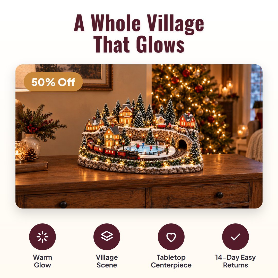 Noelby™ Animated Holiday Train & Ice Rink Scene