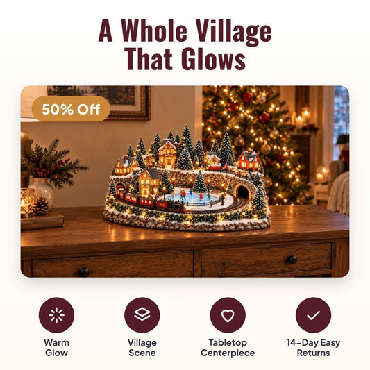 Noelby™ Animated Holiday Train & Ice Rink Scene - Hartwella