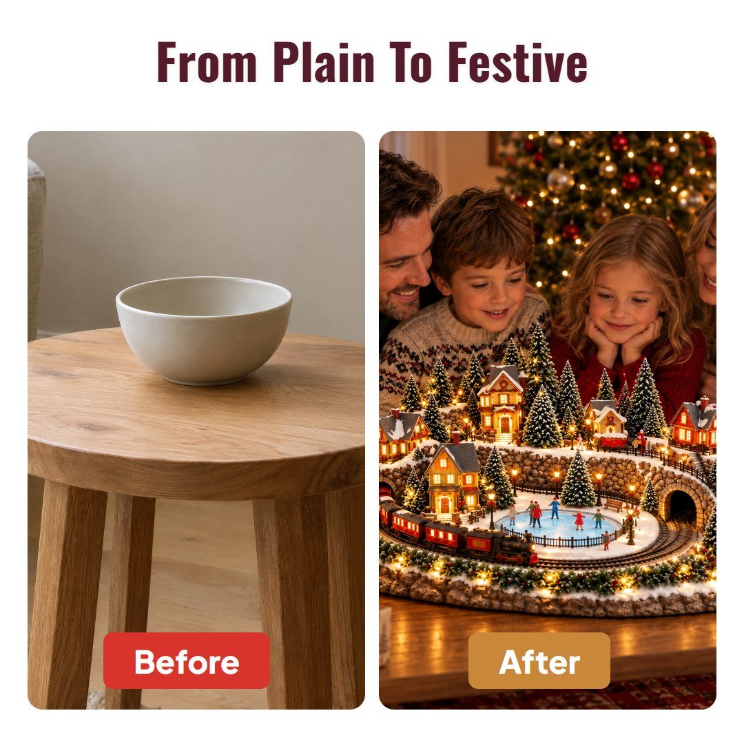 Noelby™ Animated Holiday Train & Ice Rink Scene