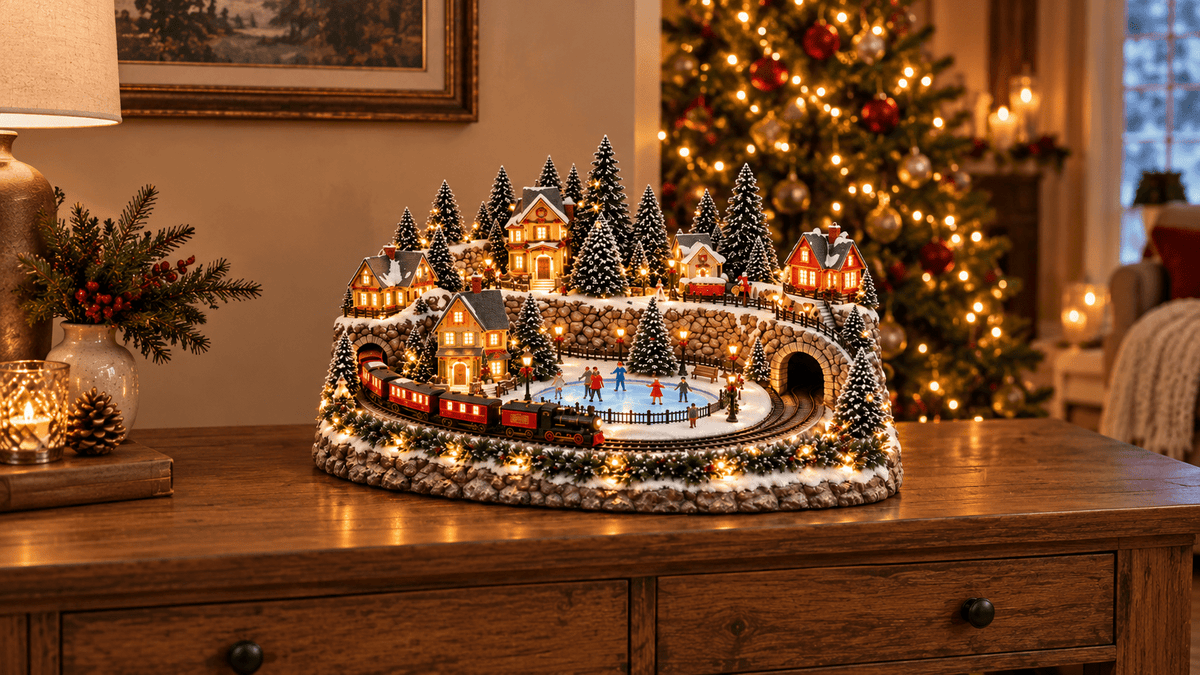 Noelby™ Animated Holiday Train & Ice Rink Scene