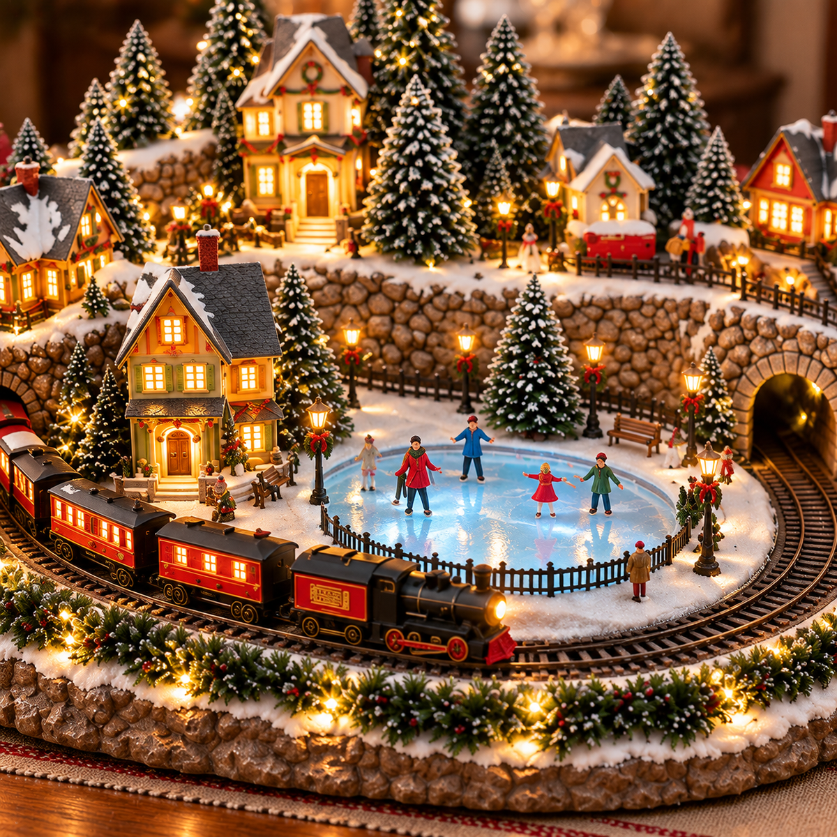 Noelvia™ Lighted Christmas Train Village - Hartwella