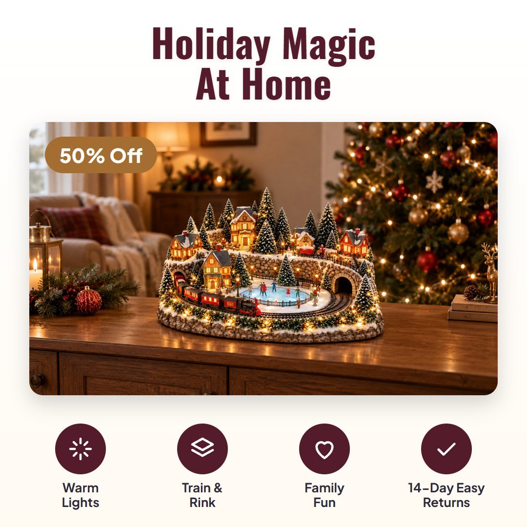 Noelvia™ Lighted Christmas Train Village - Hartwella