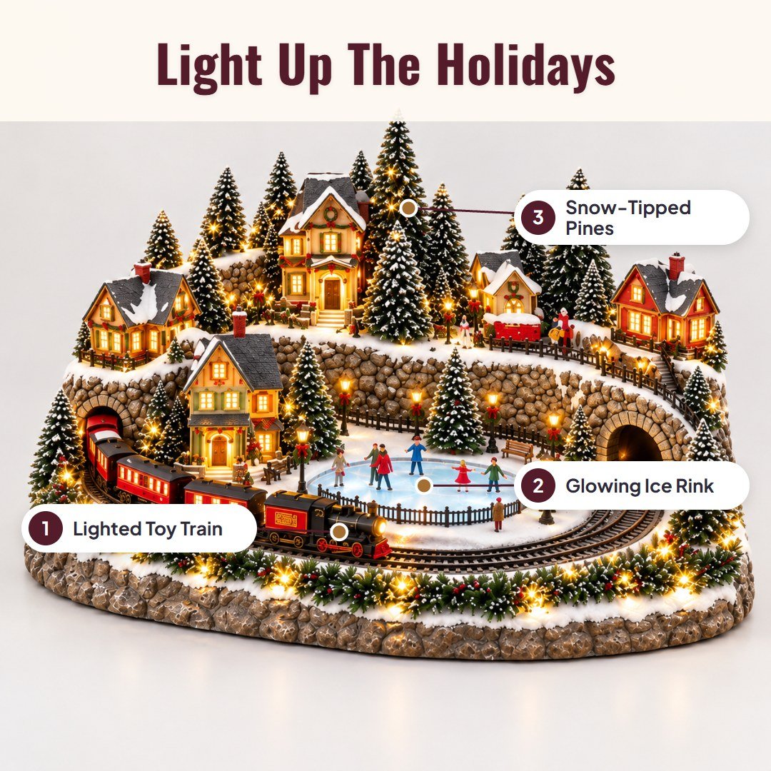 Noelvia™ Lighted Christmas Train Village
