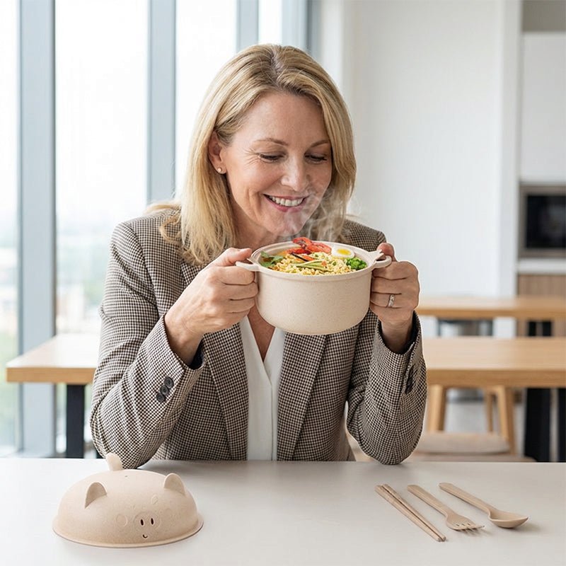Noodle Bowl Set | 1300ml with Lid and Cutlery - Hartwella