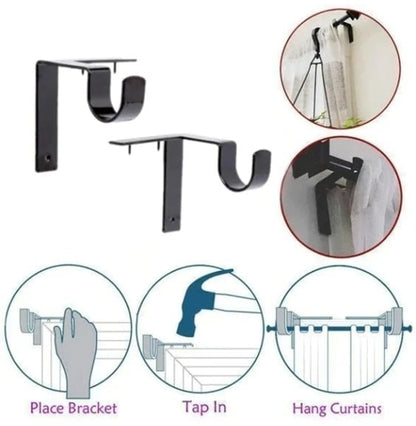 Nora Curtain Rod Brackets | No Drill, Heavy - Duty - Hartwella