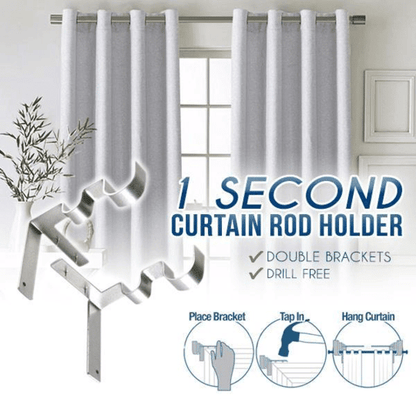 Nora Curtain Rod Brackets | No Drill, Heavy - Duty - Hartwella