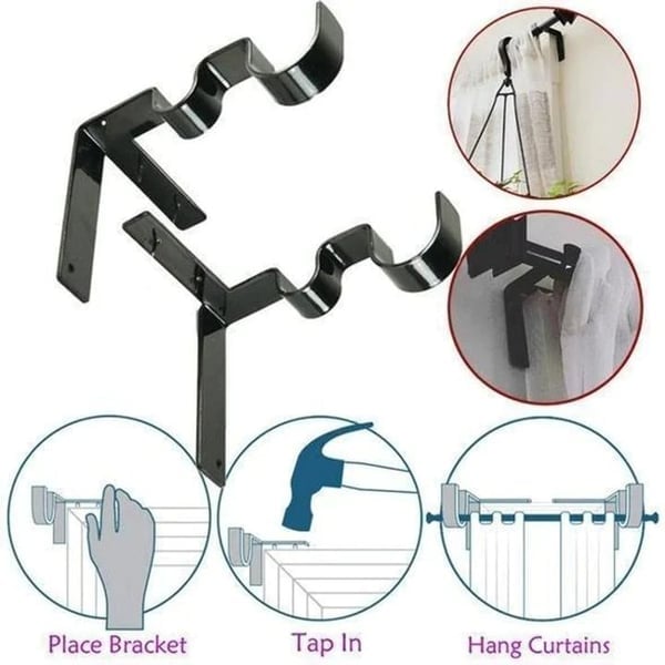 Nora Curtain Rod Brackets | No Drill, Heavy - Duty - Hartwella