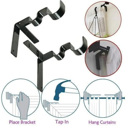 Nora Curtain Rod Brackets | No Drill, Heavy - Duty - Hartwella