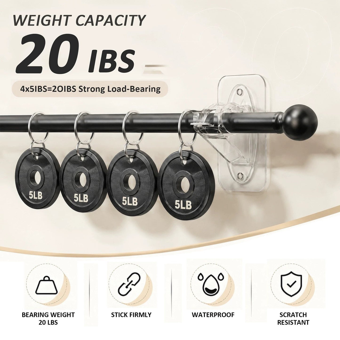 Nova Rod Brackets | Self-Adhesive, No Drill Required - Hartwella