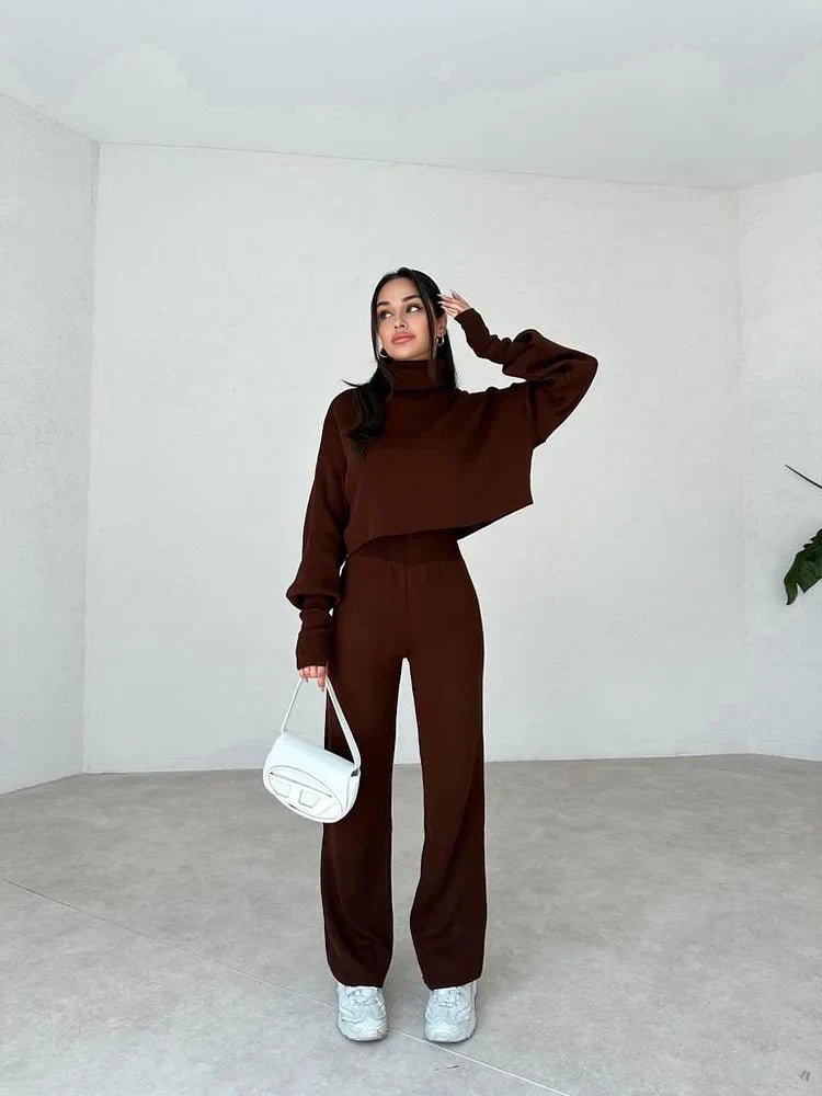 Novelle Knit Suit for Ladies | Knitted Turtleneck, Flexible and Stylish - Hartwella